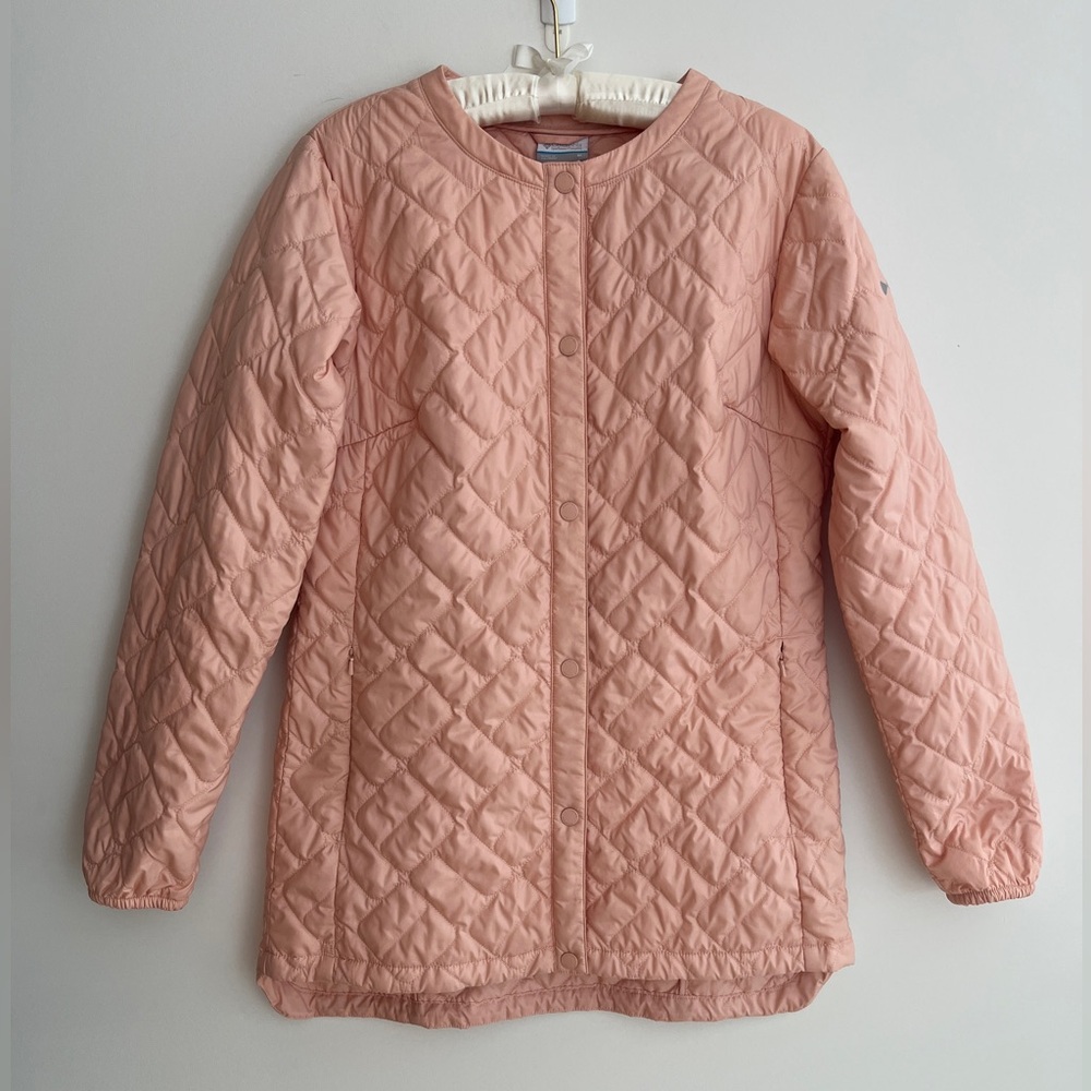 COLUMBIA Sweet View Quilted Snap Front Mid Jacket Pastel Pink Outdoors Walking
